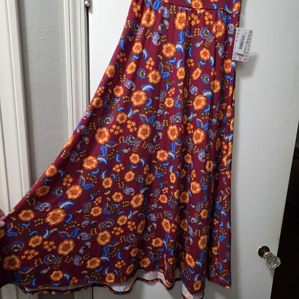 LuLaRoe Floral Maxi Skirt - Red and Blue - Picture 2 of 5